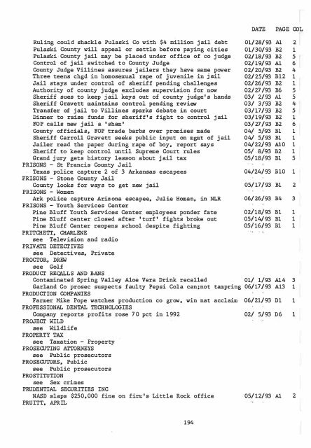 ARKANSAS DEMOCRAT-GAZETTE INDEX AN ARKANSAS INDEX ...