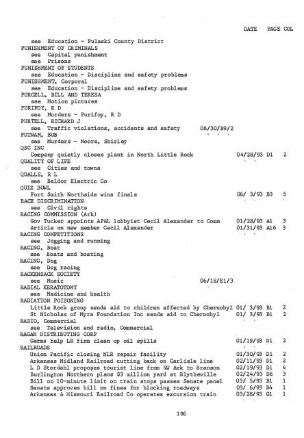 ARKANSAS DEMOCRAT-GAZETTE INDEX AN ARKANSAS INDEX ...