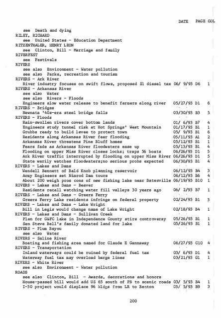 ARKANSAS DEMOCRAT-GAZETTE INDEX AN ARKANSAS INDEX ...