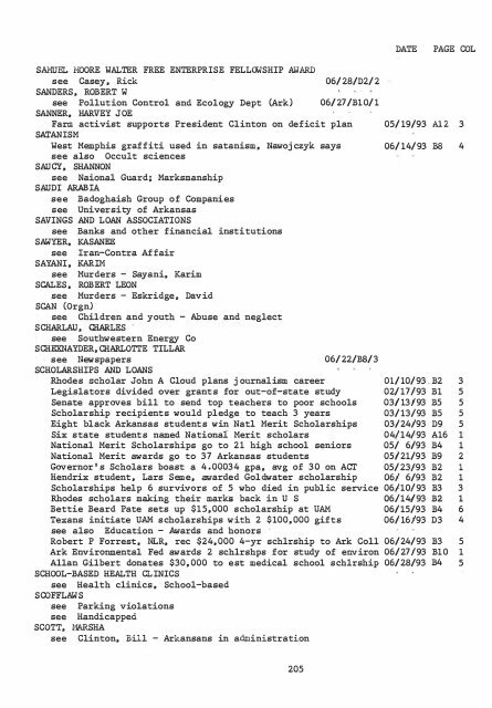 ARKANSAS DEMOCRAT-GAZETTE INDEX AN ARKANSAS INDEX ...