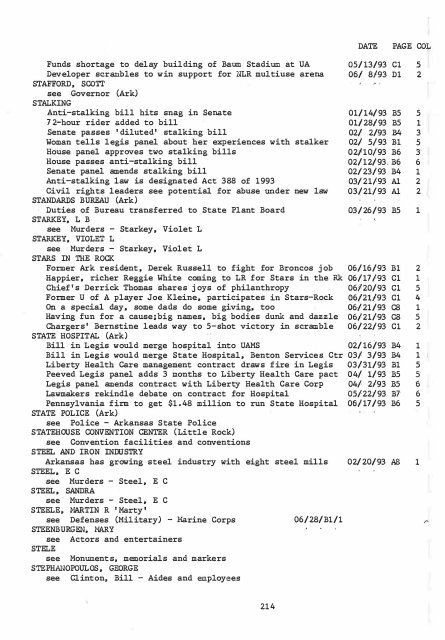 ARKANSAS DEMOCRAT-GAZETTE INDEX AN ARKANSAS INDEX ...