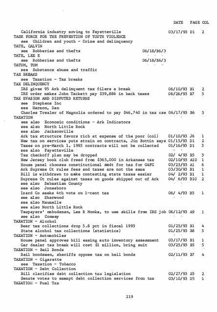 ARKANSAS DEMOCRAT-GAZETTE INDEX AN ARKANSAS INDEX ...