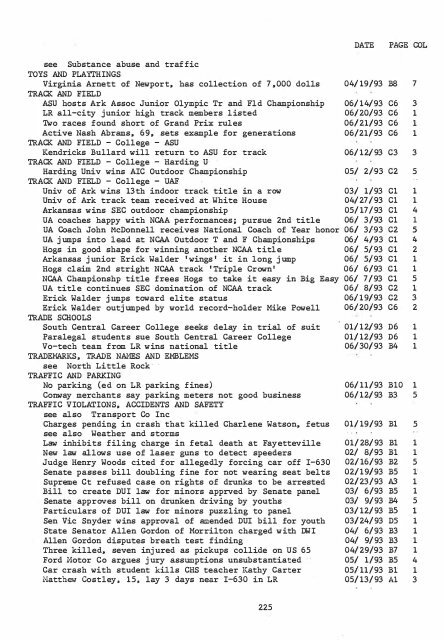 ARKANSAS DEMOCRAT-GAZETTE INDEX AN ARKANSAS INDEX ...