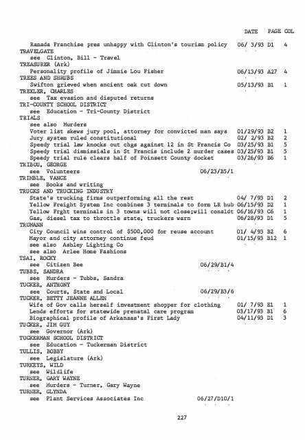 ARKANSAS DEMOCRAT-GAZETTE INDEX AN ARKANSAS INDEX ...