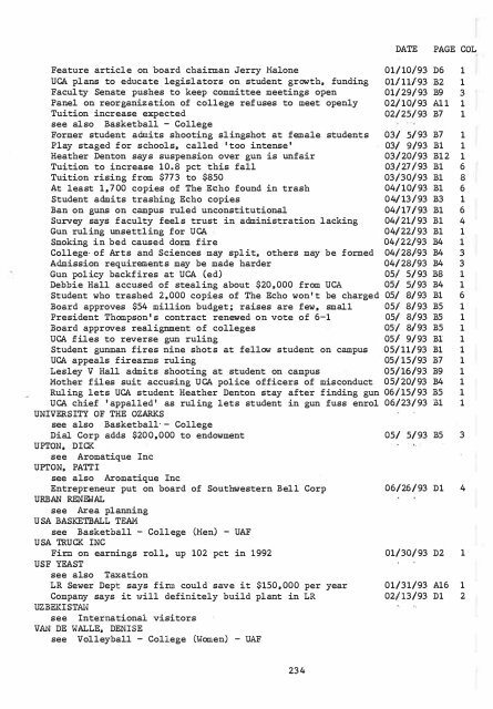 ARKANSAS DEMOCRAT-GAZETTE INDEX AN ARKANSAS INDEX ...