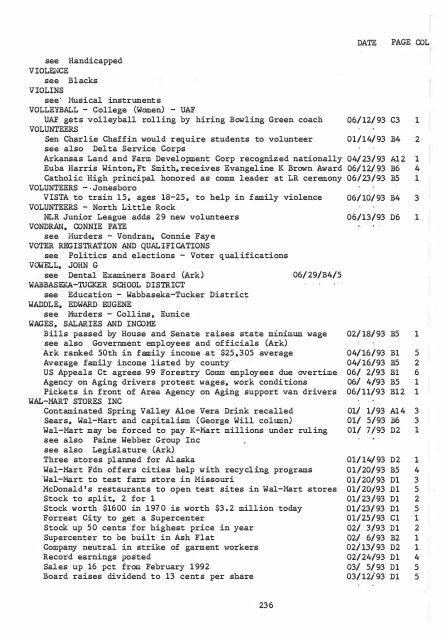 ARKANSAS DEMOCRAT-GAZETTE INDEX AN ARKANSAS INDEX ...