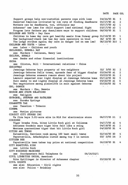 ARKANSAS DEMOCRAT-GAZETTE INDEX AN ARKANSAS INDEX ...