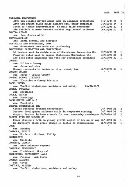 ARKANSAS DEMOCRAT-GAZETTE INDEX AN ARKANSAS INDEX ...