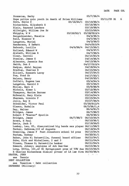 ARKANSAS DEMOCRAT-GAZETTE INDEX AN ARKANSAS INDEX ...