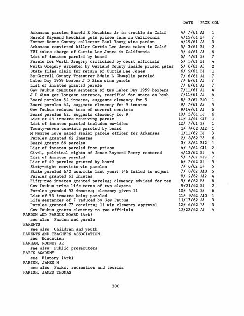 ARKANSAS GAZETTE INDEX 1961 - 1962 - Library - Arkansas Tech ...