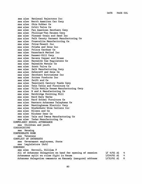 ARKANSAS GAZETTE INDEX 1961 - 1962 - Library - Arkansas Tech ...