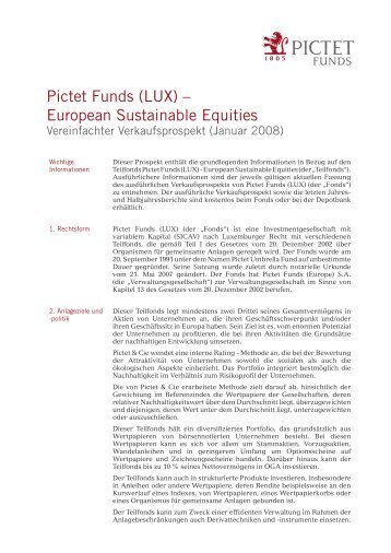 Pictet Funds (LUX) – European Sustainable ... - Samuel Begasse