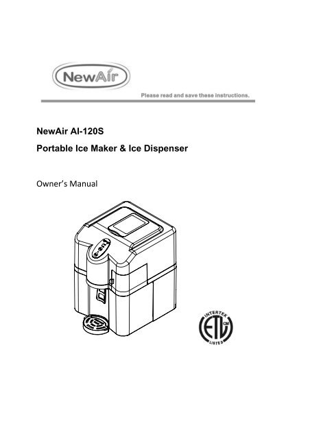 Newair AI-120S Portable Ice Maker & Ice Dispenser ... - Air & Water