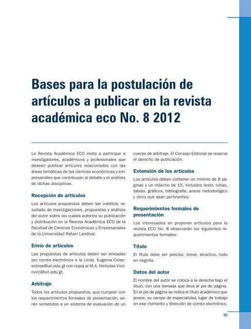 ECO Revista Académica - Universidad Rafael Landívar