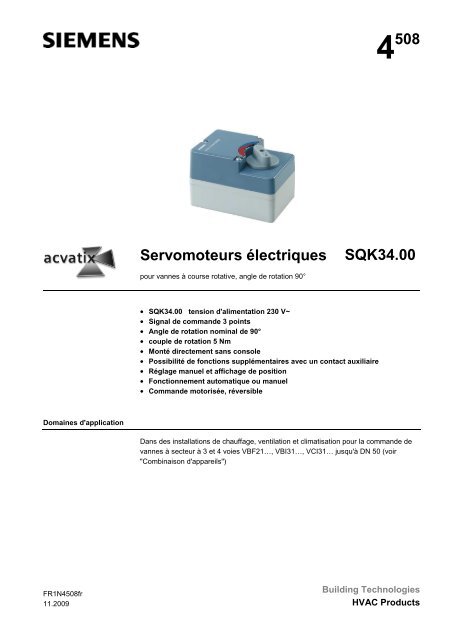 4508 Servomoteurs Ã©lectriques SQK34.00 - Dispart la piÃ¨ce ...