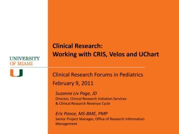 Clinical Research: Working with CRIS, Velos and UChart