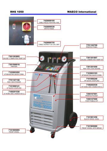 List of spare parts for RHS 1050 - WAECO - AirCon Service