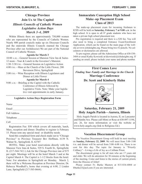 Feb. 1, 2009 Bulletin - Visitation Parish