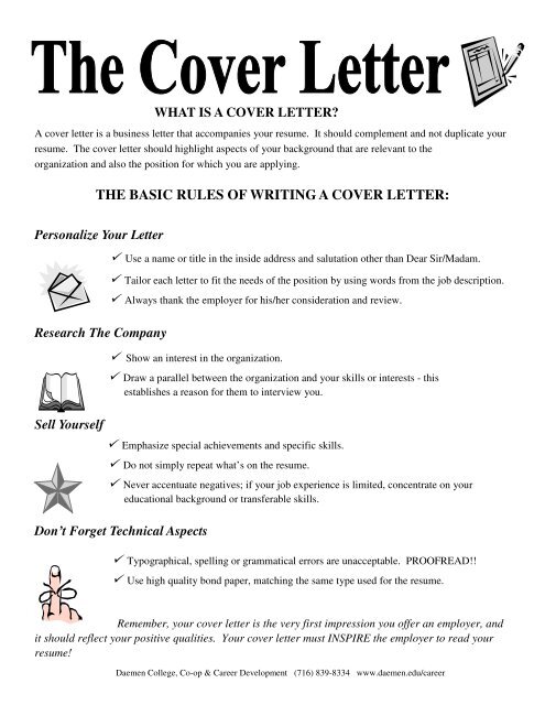 cover letter format rules