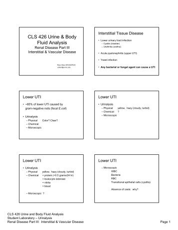 CLS 426 Urine & Body Fluid Analysis - UNMC