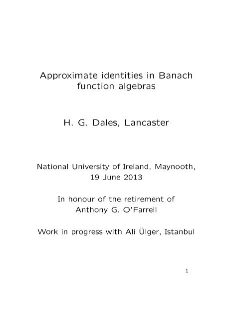 Approximate identities in Banach function algebras - National ...