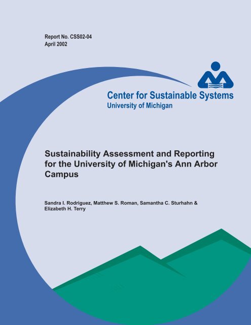 Sustainability Assessment and Reporting for the University of ...