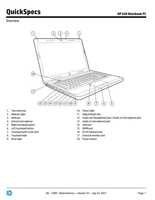 HP 630 Notebook PC - Compaq - Hewlett Packard