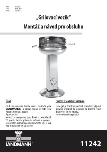 „Grilovací vozík“ Montáž a návod pro obsluhu