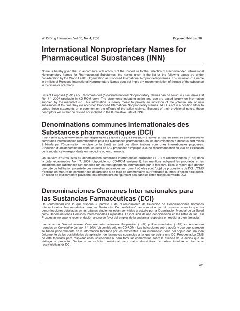 WHO Drug Information Vol. 20, No. 4, 2006 - World Health ...