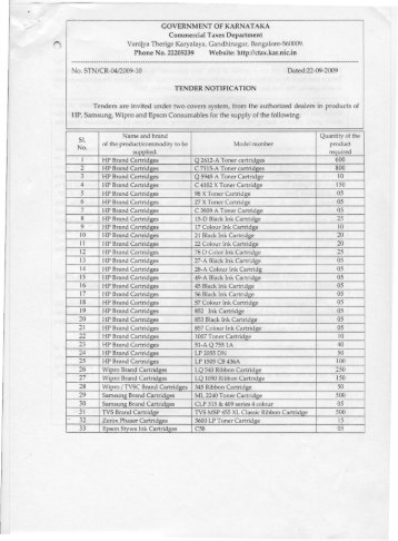 GOVERNMENT OF KARNATAKA Commercial Taxes Department