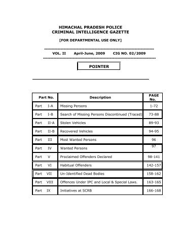 himachal pradesh police criminal intelligence gazette pointer