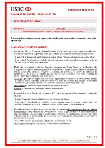 Check List 2Âª Fase > DOCUMENTOS DO IMÃVEL > GRUPO - HSBC