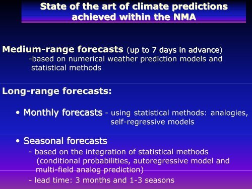 Application of Climate Predictions and Simulation Models for the ...