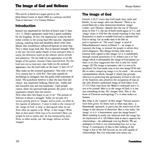 The Image of God and Holiness - Affinity