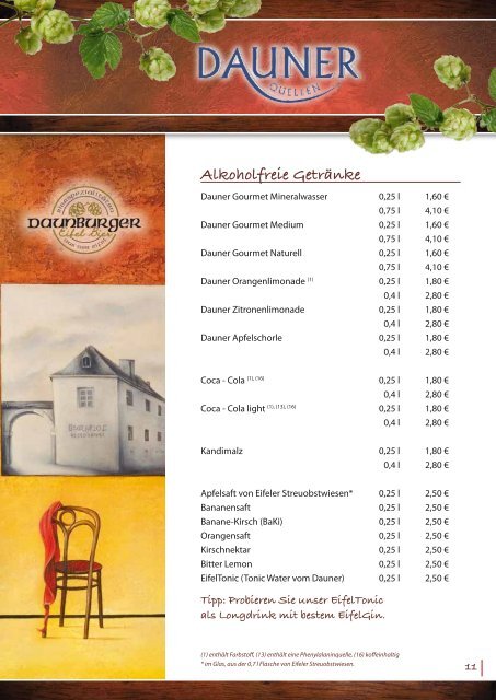 Speisen und Getränke - Burghof-Daun