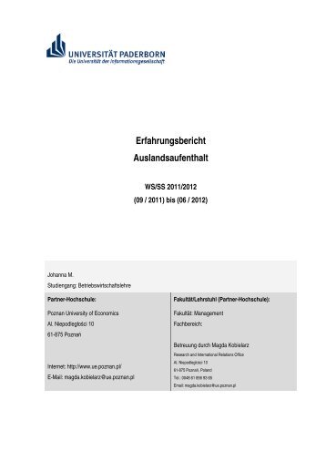 Erfahrungsbericht Auslandsaufenthalt