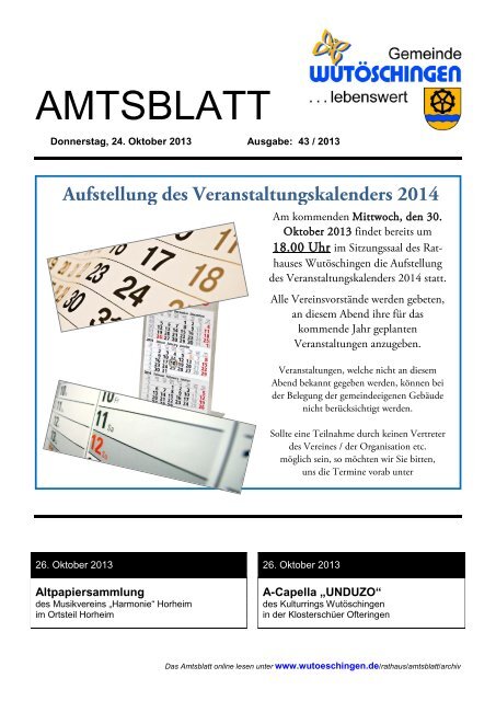 Amtsblatt der Gemeinde WutÃ¶schingen