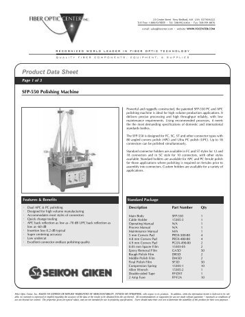 Seikoh Giken SFP-550 - Fiber Optic Center, Inc.