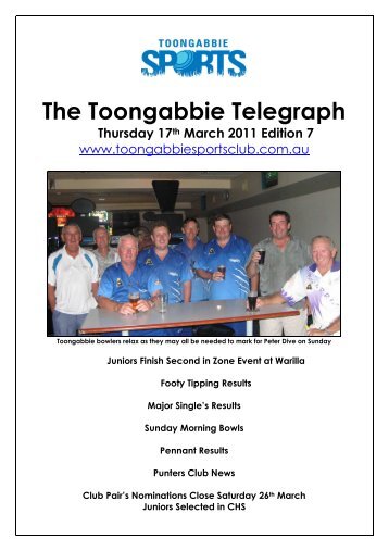 Toongabbie telegraph 2011 no7 - Toongabbie Sports & Bowling Club