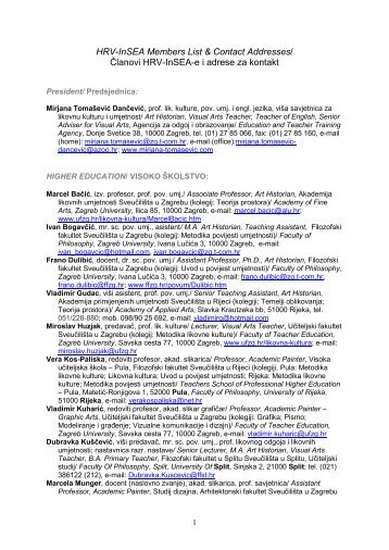 HRV-InSEA Members List & Contact Addresses ... - InSEA Europe