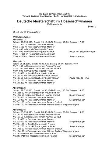 vorlÃ¤ufiges Meldeergebnis - Finswimming im SC DHfK Leipzig eV