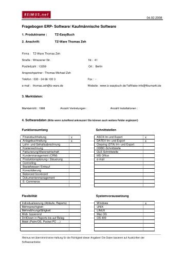 Fragebogen ERP- Software - Rechnungswesen-Portal.de