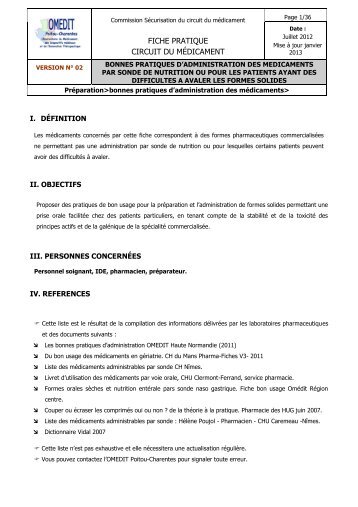 Fiche de bonnes pratiques d'administration des mÃ©dicaments par ...