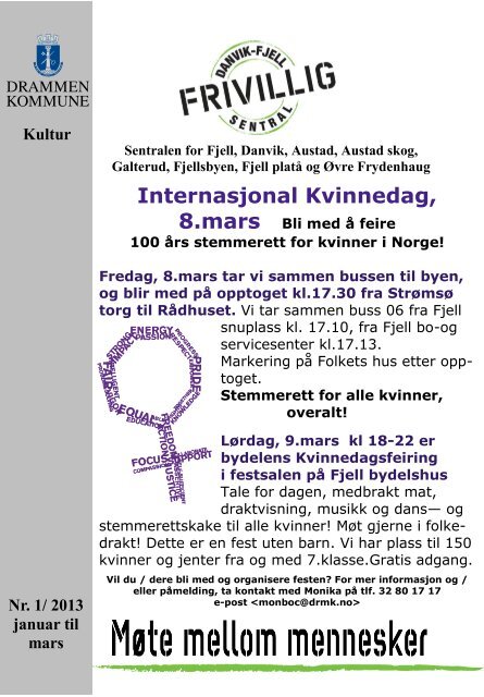 Internasjonal Kvinnedag, 8.mars Bli med ÃƒÂ¥ feire - Drammen kommune