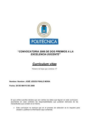 Curriculum vitae - Universidad PolitÃ©cnica de Madrid