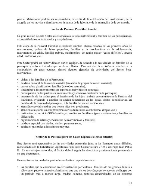 Manual de Pastoral Familiar PROLOGO La Pastoral Familiar en ...