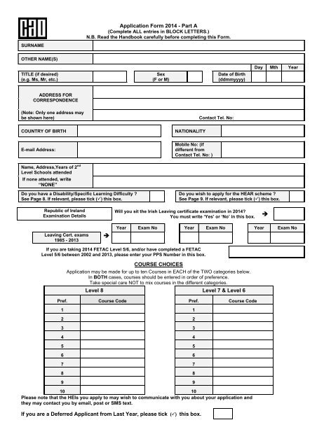 application-form-2013-part-a-course-choices-cao
