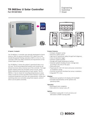 TR 0603mc U Solar Controller - Buderus