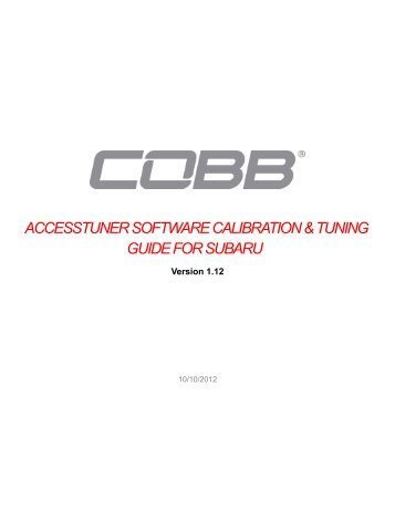 ACCESSTUNER SOFTWARE CALIBRATION ... - Cobb Tuning
