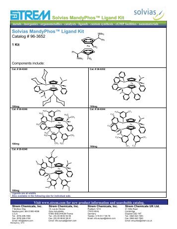 Solvias MandyPhosâ¢ Ligand Kit - Strem Chemicals Inc.